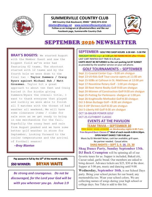 Cover of the September 2026 newsletter