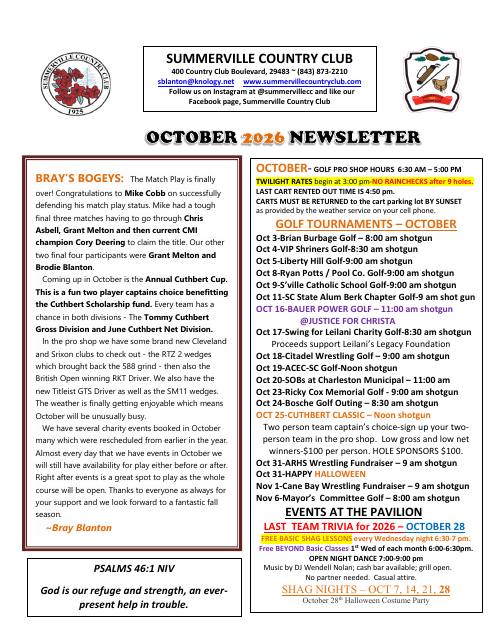 Cover of the October 2026 newsletter