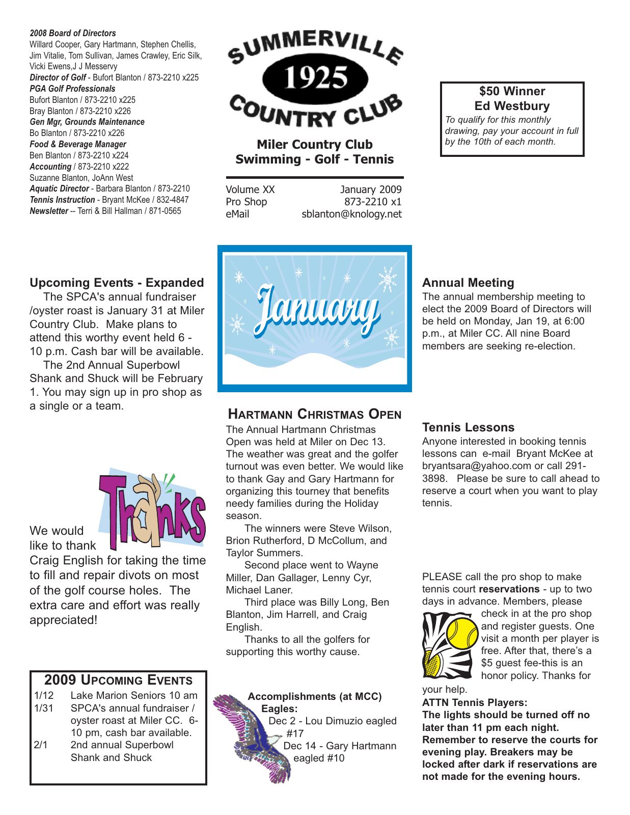 January 2009 newsletter, page 1 of 2