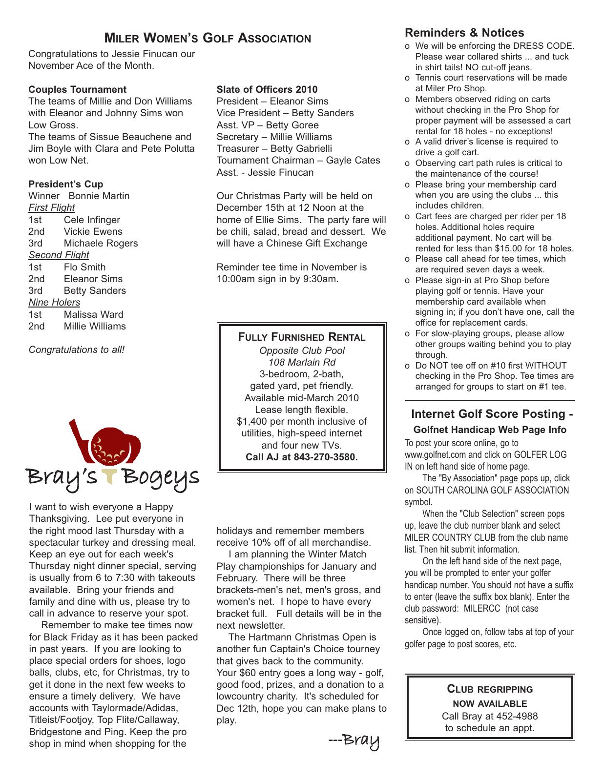December 2009 newsletter, page 2 of 3