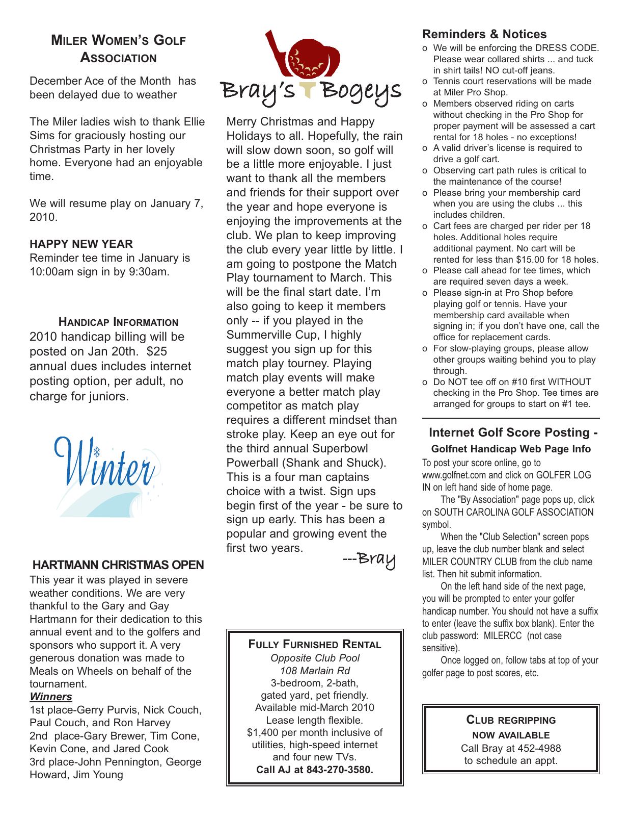 January 2010 newsletter, page 2 of 2