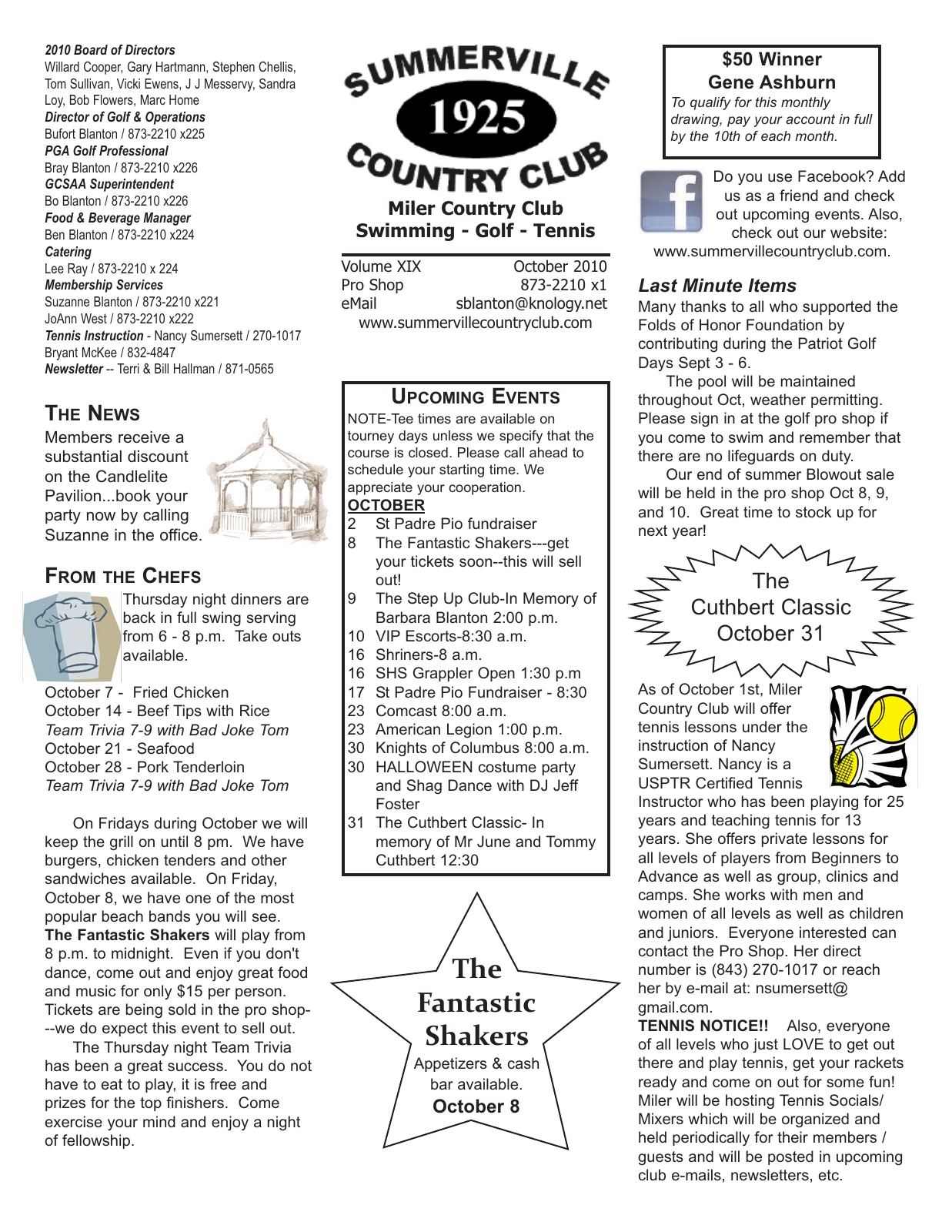 October 2010 newsletter, page 1 of 2