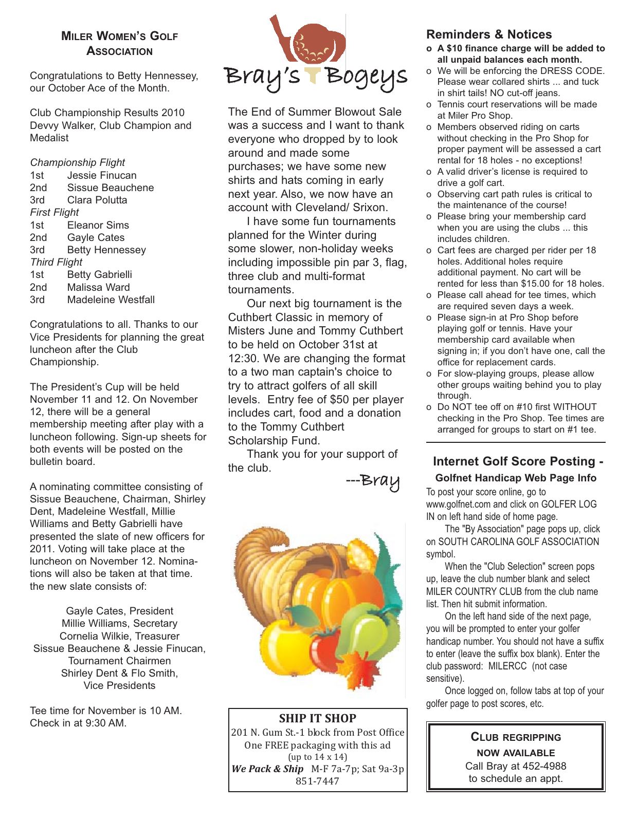 November 2010 newsletter, page 2 of 2