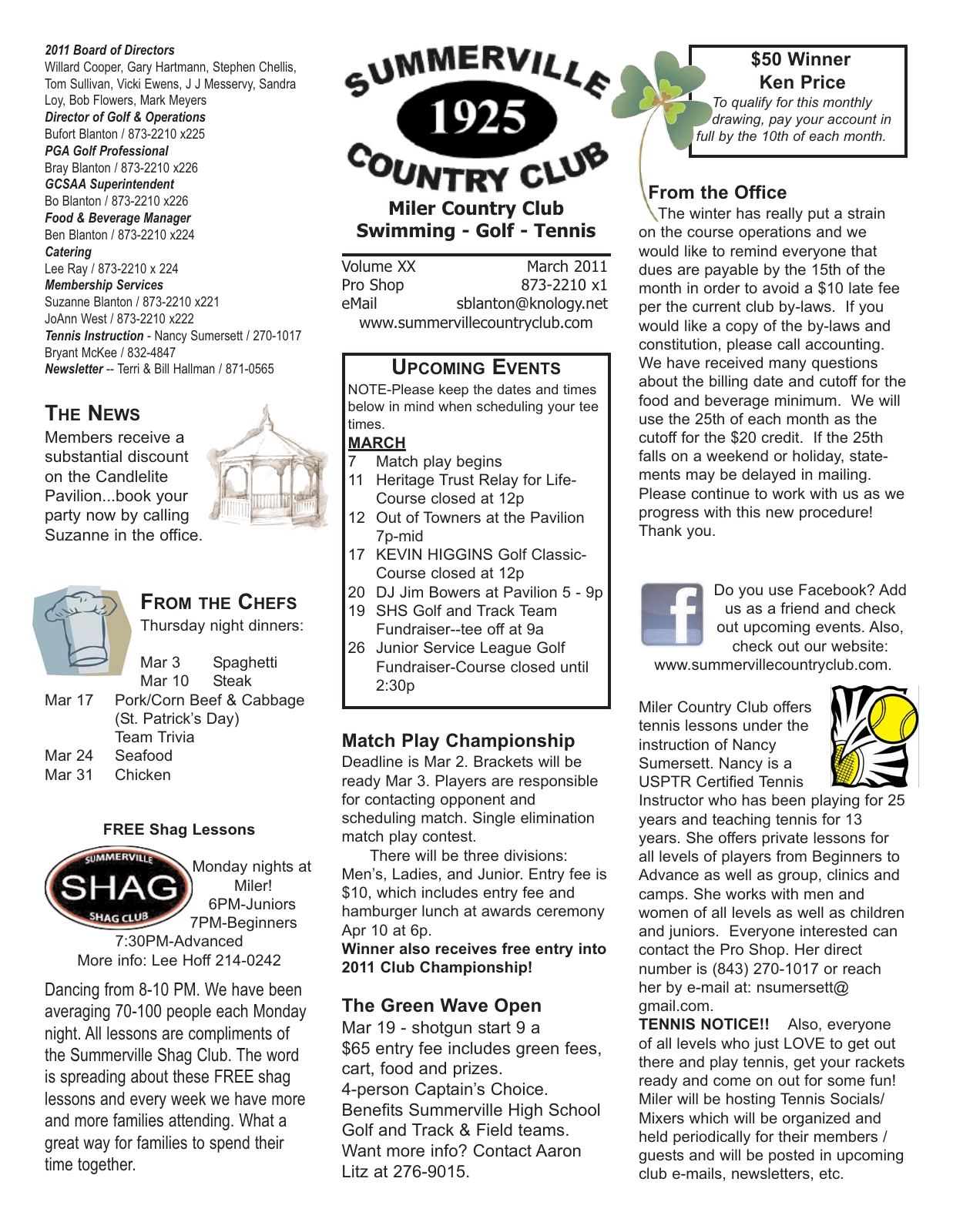 March 2011 newsletter, page 1 of 2