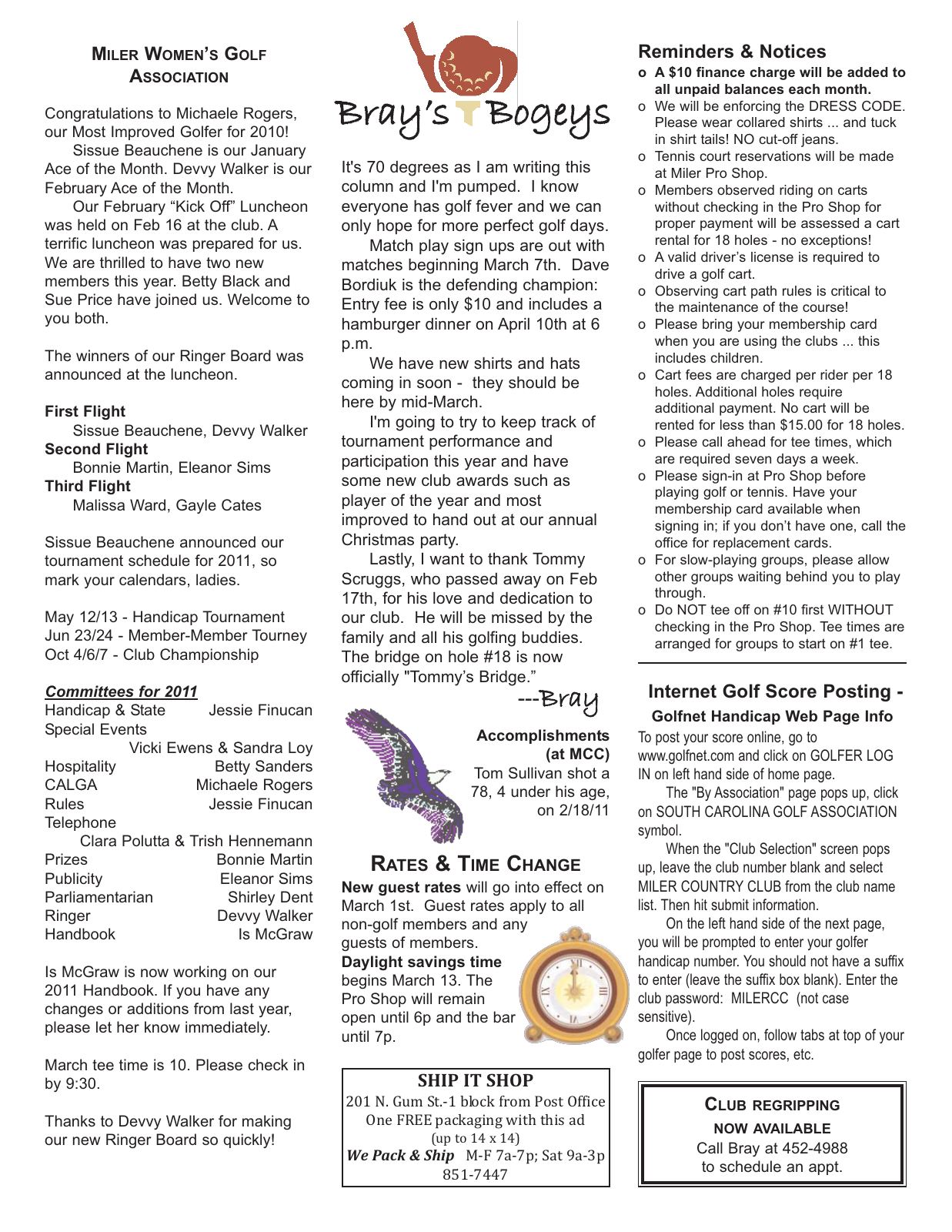 March 2011 newsletter, page 2 of 2
