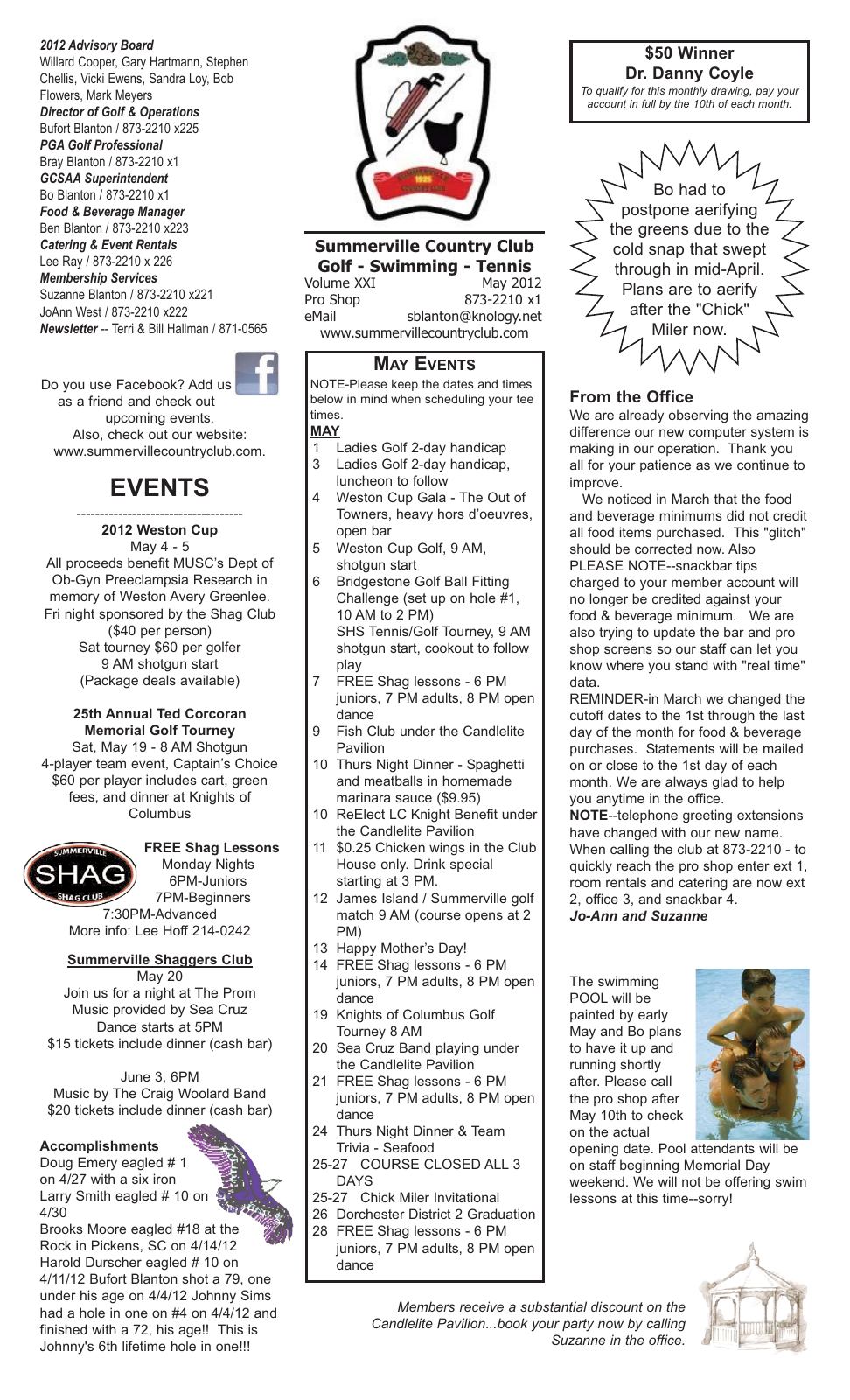 May 2012 newsletter, page 1 of 2