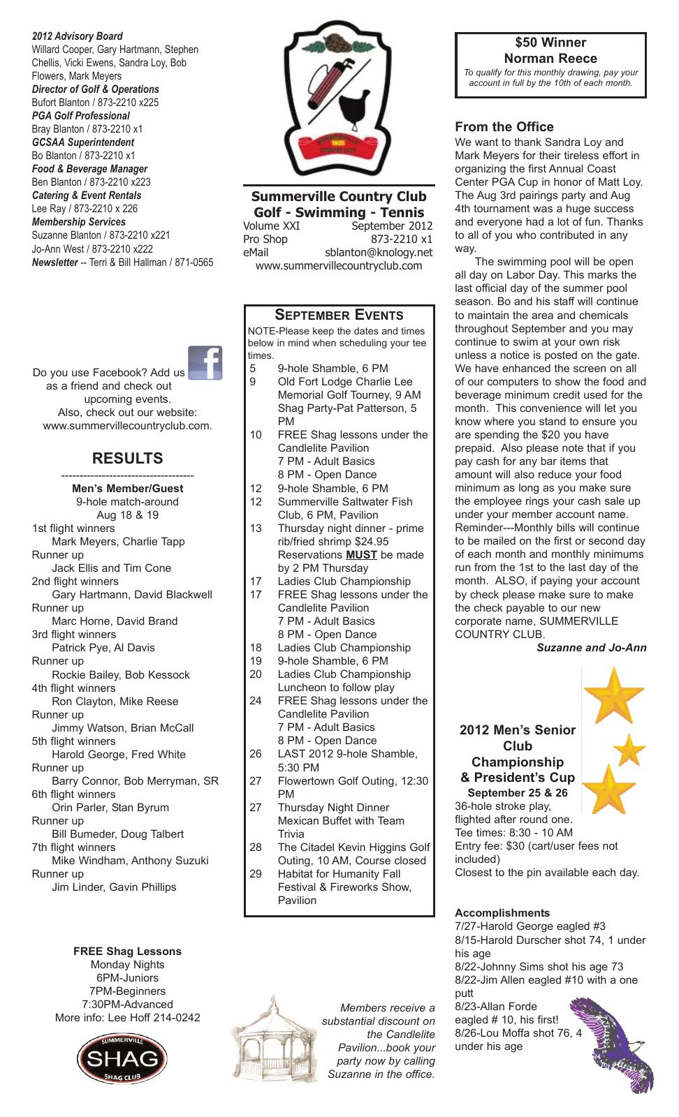 September 2012 newsletter, page 1 of 2