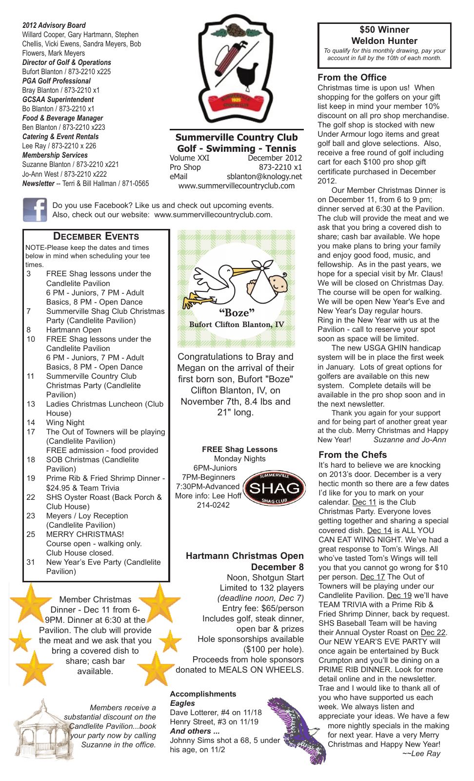 December 2012 newsletter, page 1 of 2