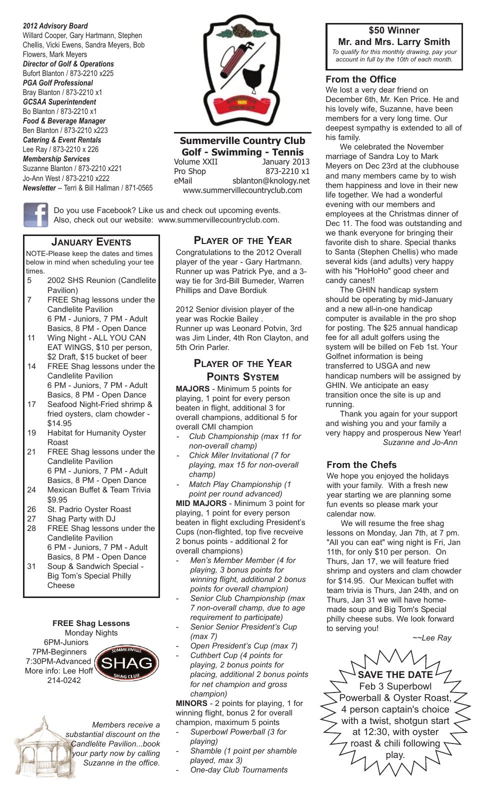 January 2013 newsletter, page 1 of 2