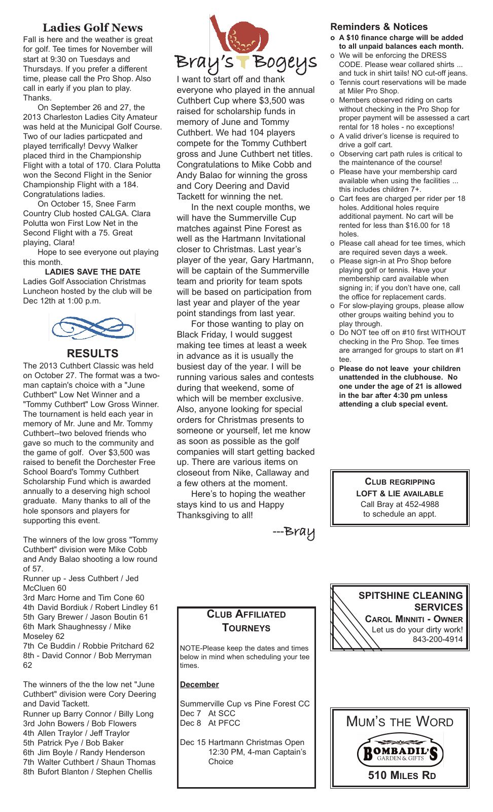 November 2013 newsletter, page 2 of 2