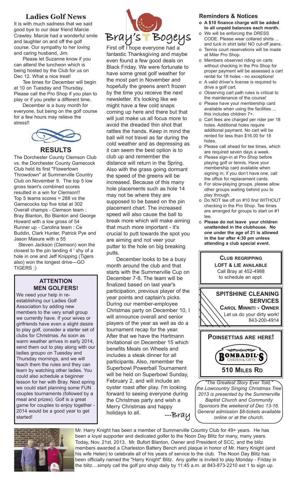 December 2013 newsletter, page 2 of 2