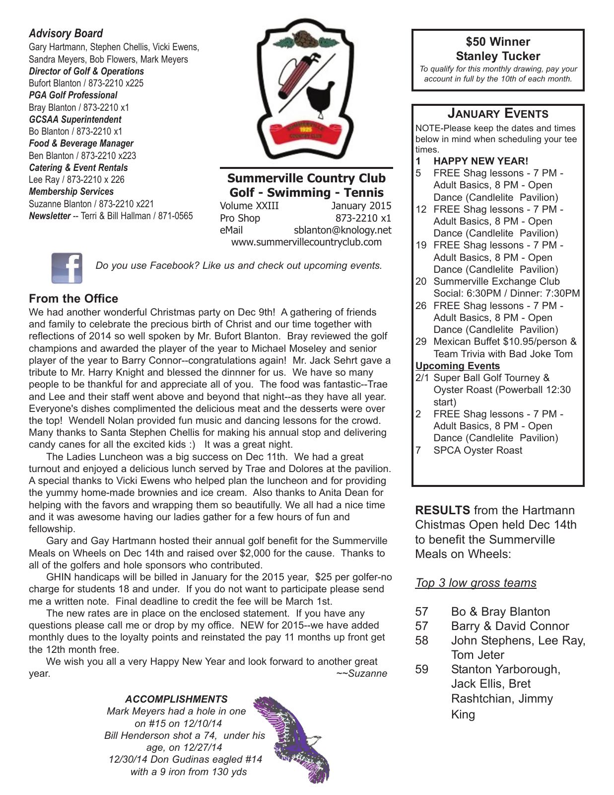 January 2015 newsletter, page 1 of 2