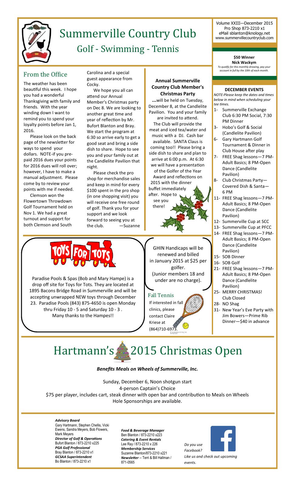 December 2015 newsletter, page 1 of 2