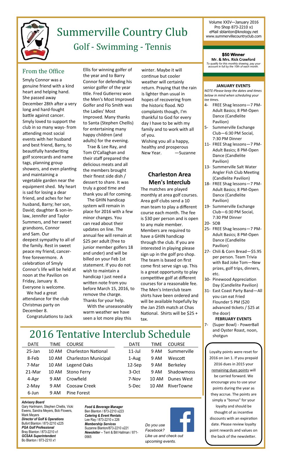 January 2016 newsletter, page 1 of 2