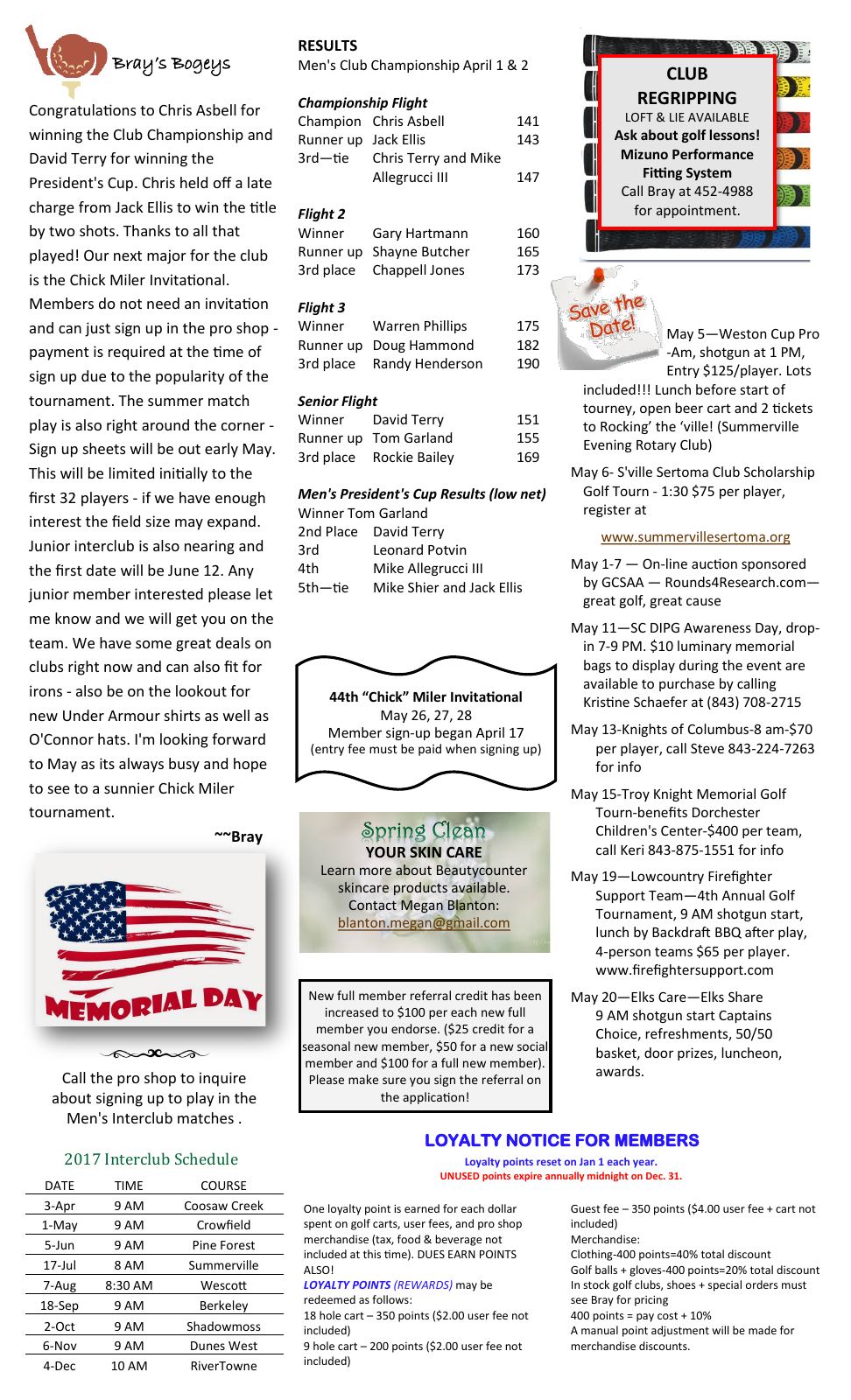May 2017 newsletter, page 2 of 2