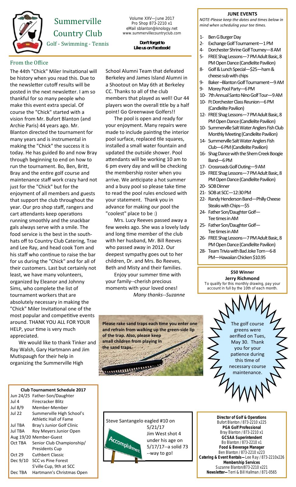 June 2017 newsletter, page 1 of 2
