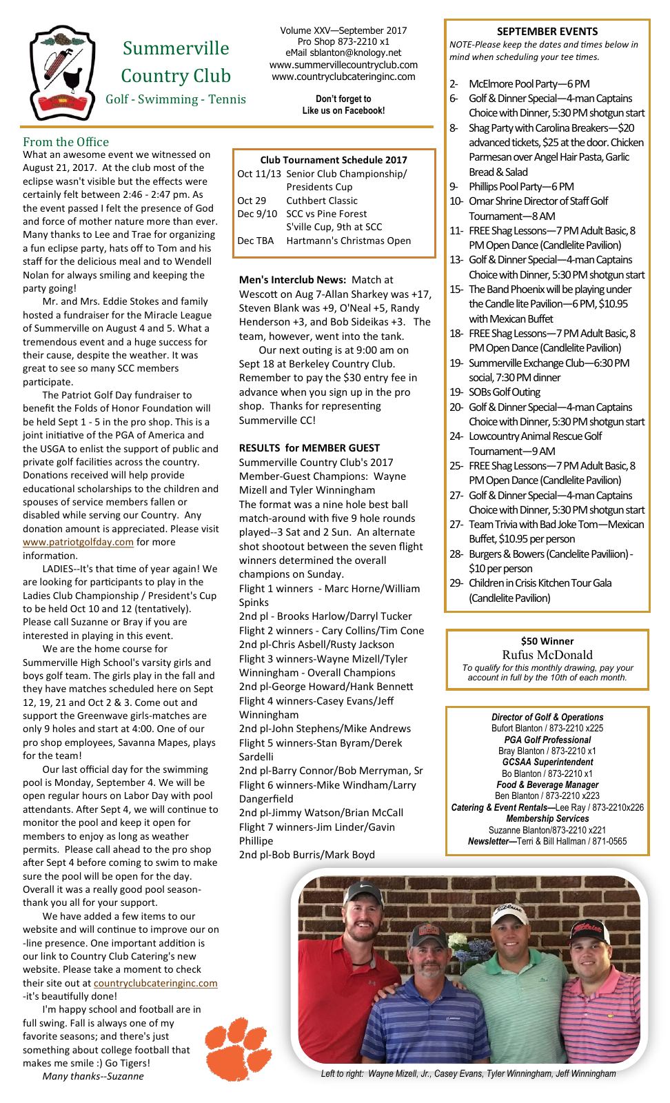 September 2017 newsletter, page 1 of 2