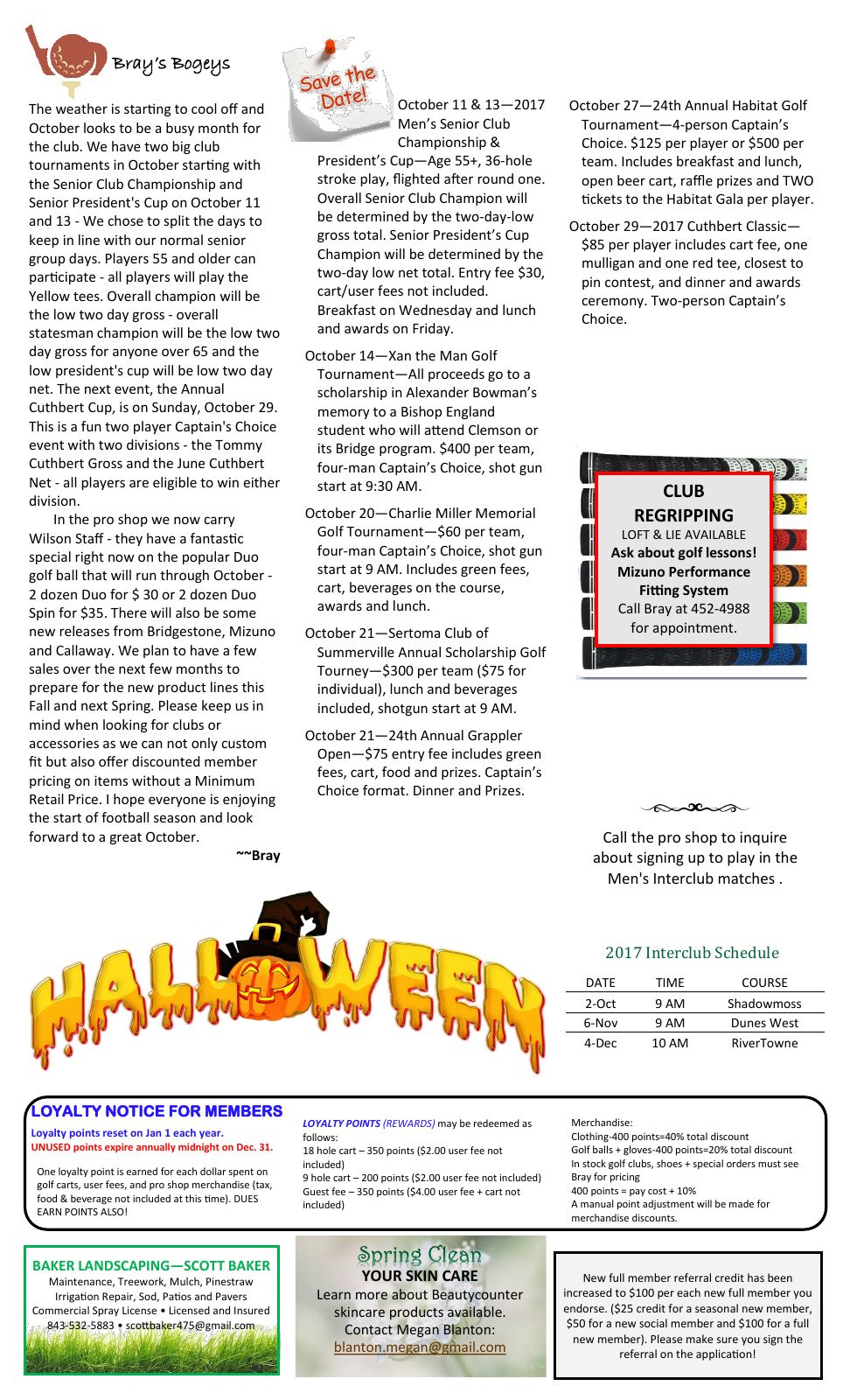 October 2017 newsletter, page 2 of 2