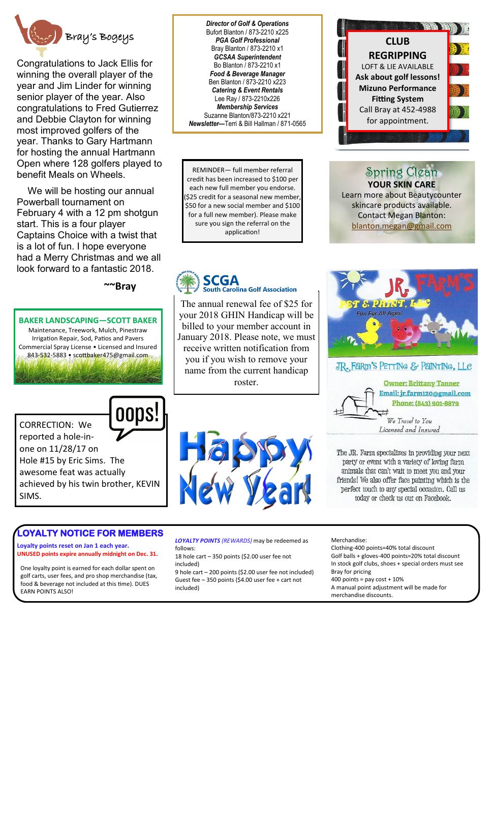 January 2018 newsletter, page 2 of 2