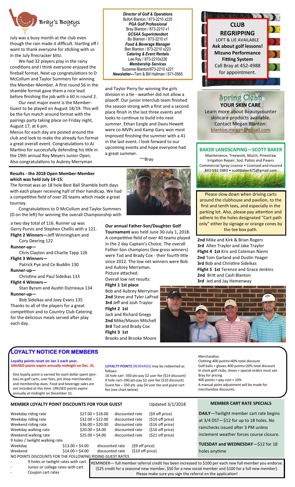 August 2018 newsletter, page 2 of 2