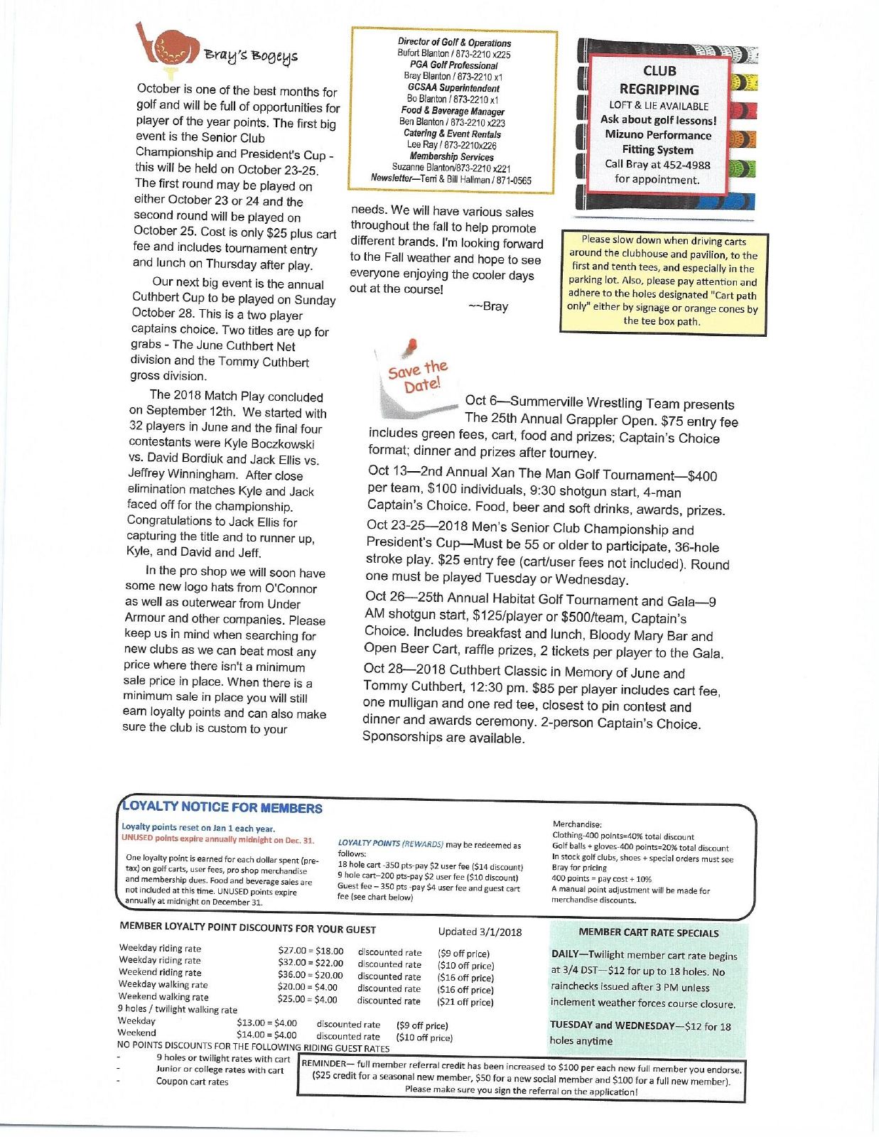 October 2018 newsletter, page 2 of 2