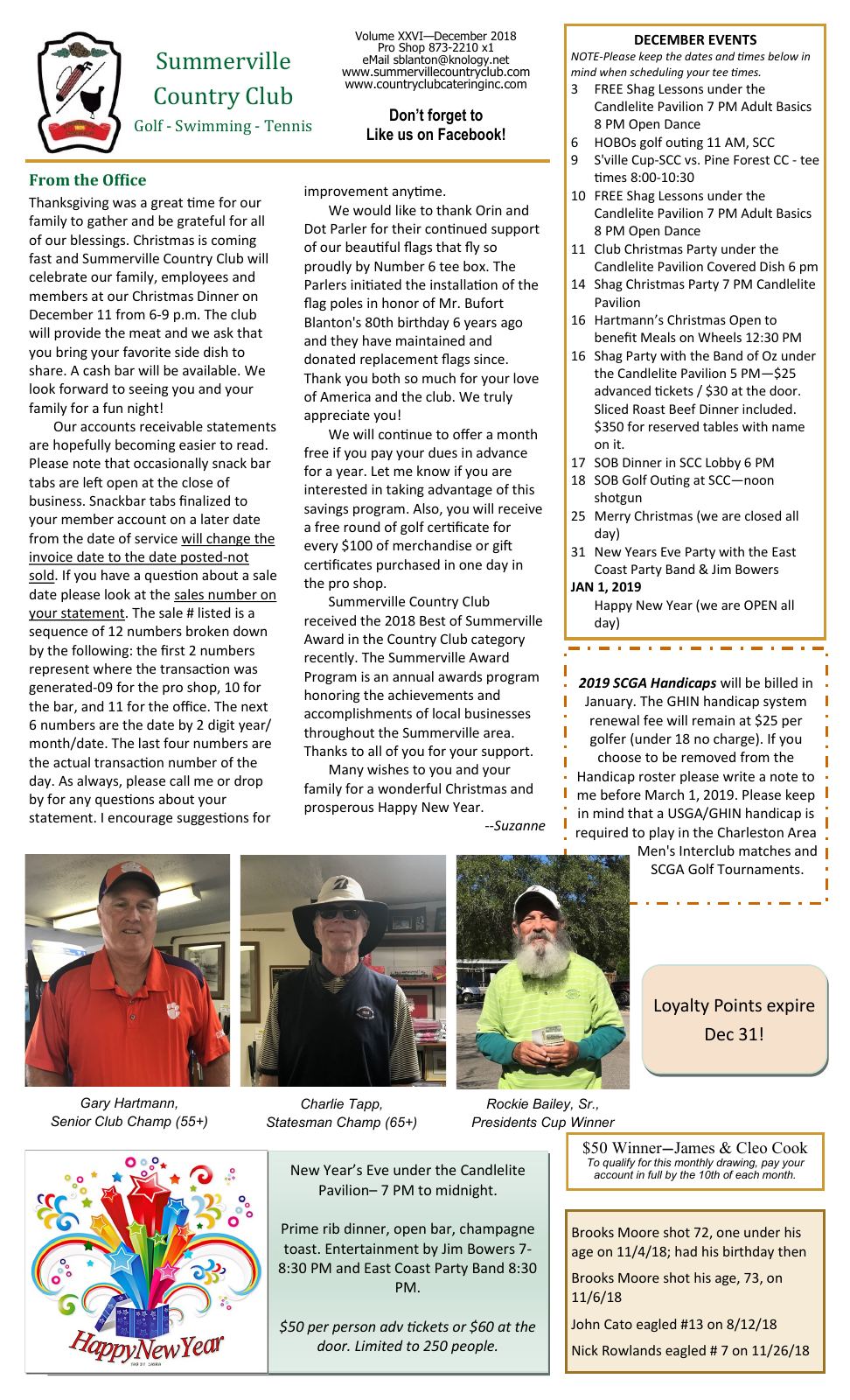 December 2018 newsletter, page 1 of 2