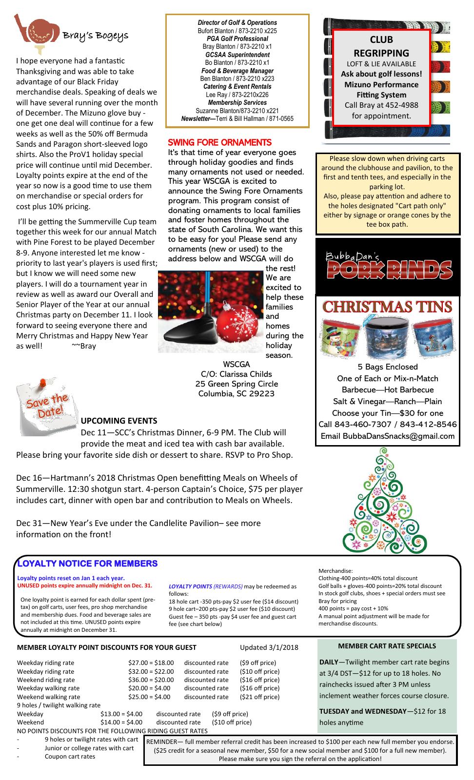 December 2018 newsletter, page 2 of 2