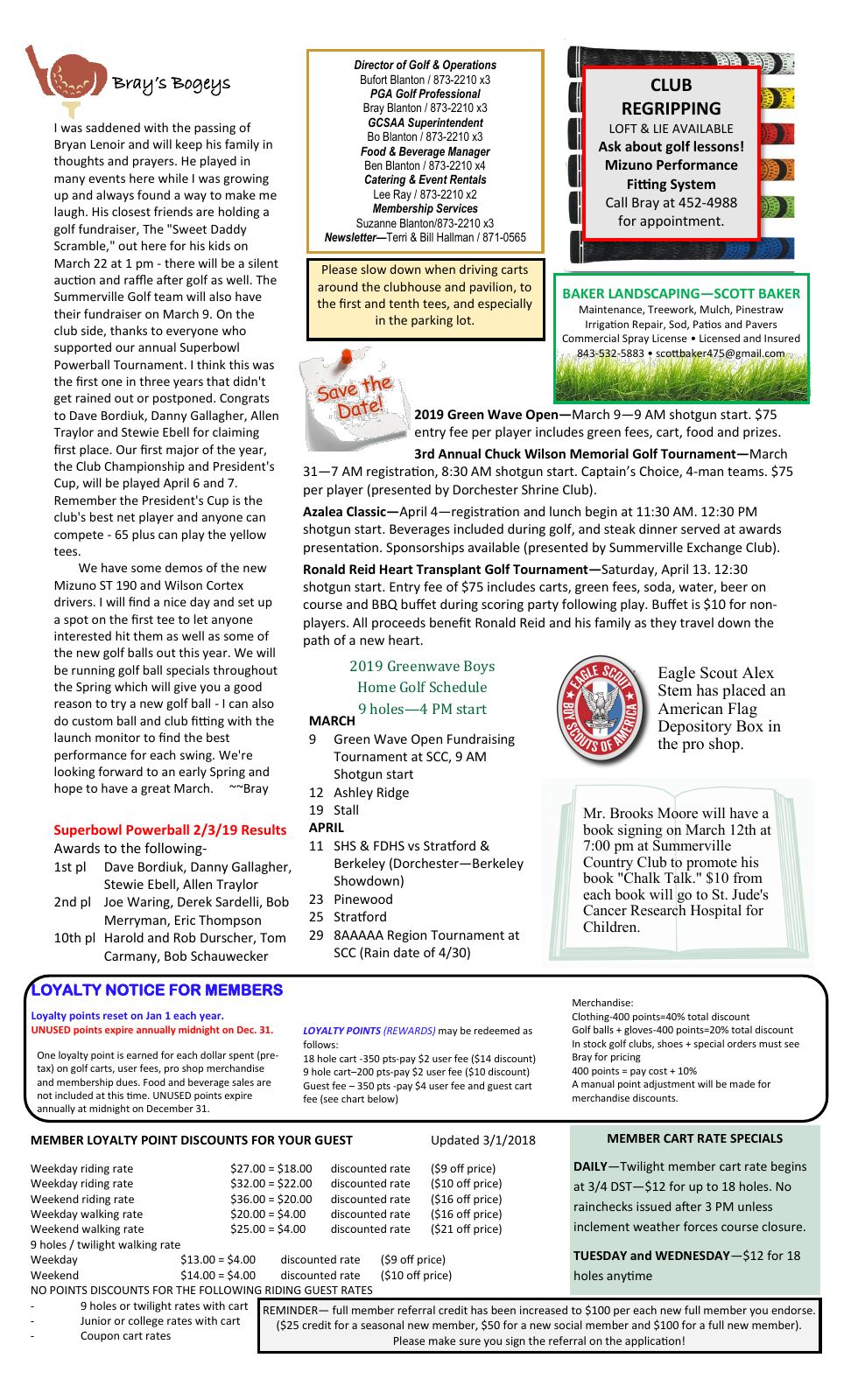 March 2019 newsletter, page 2 of 2