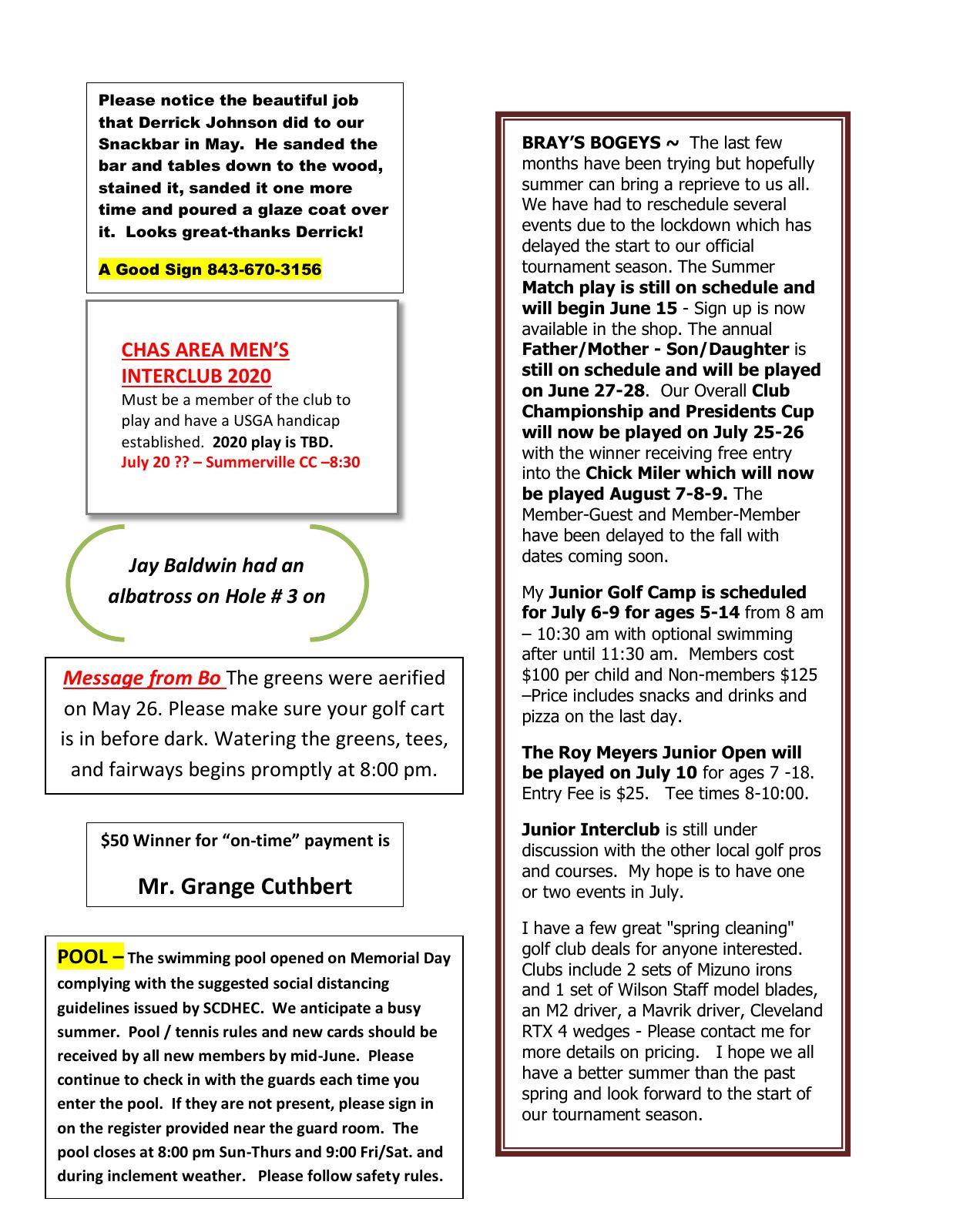 June 2020 newsletter, page 2 of 2