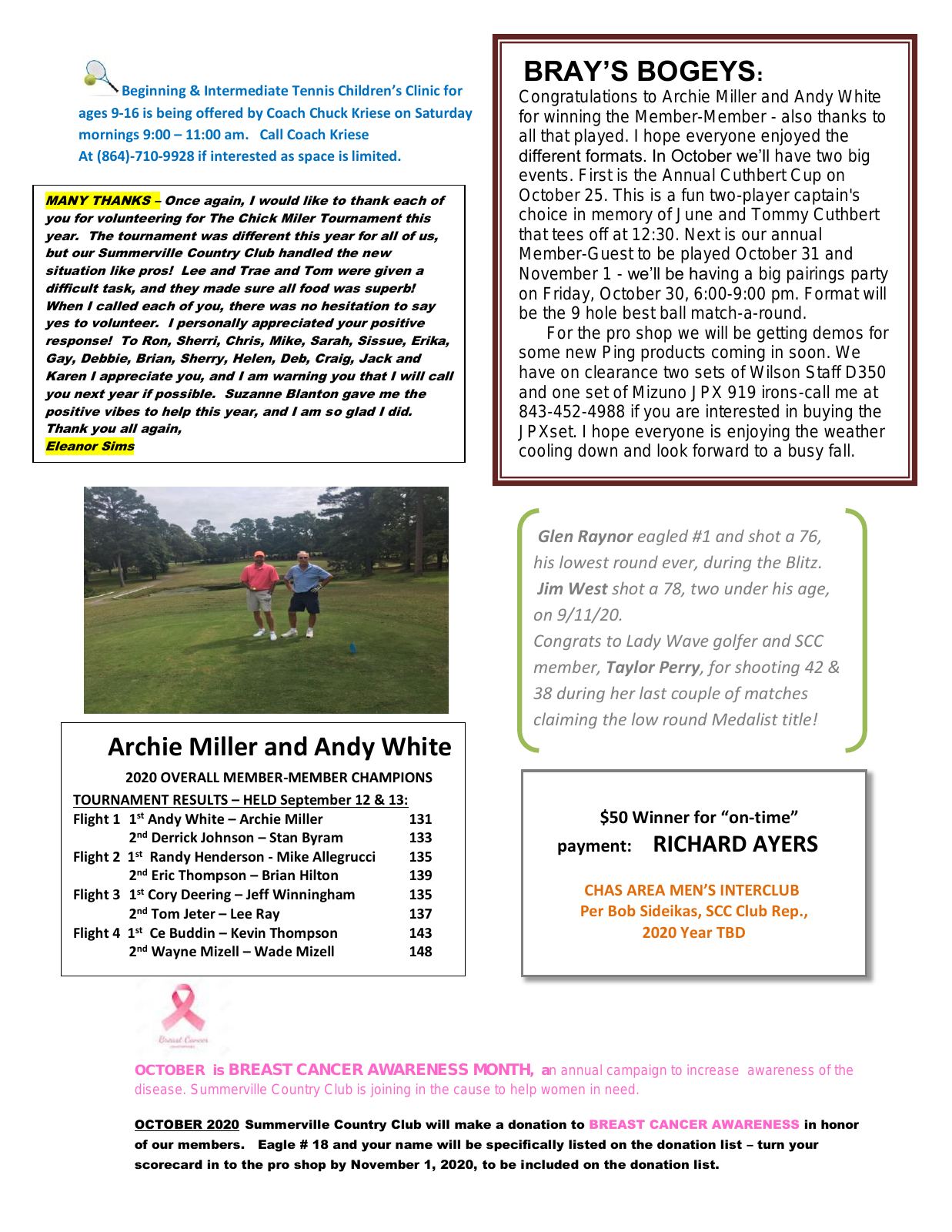 October 2020 newsletter, page 2 of 2