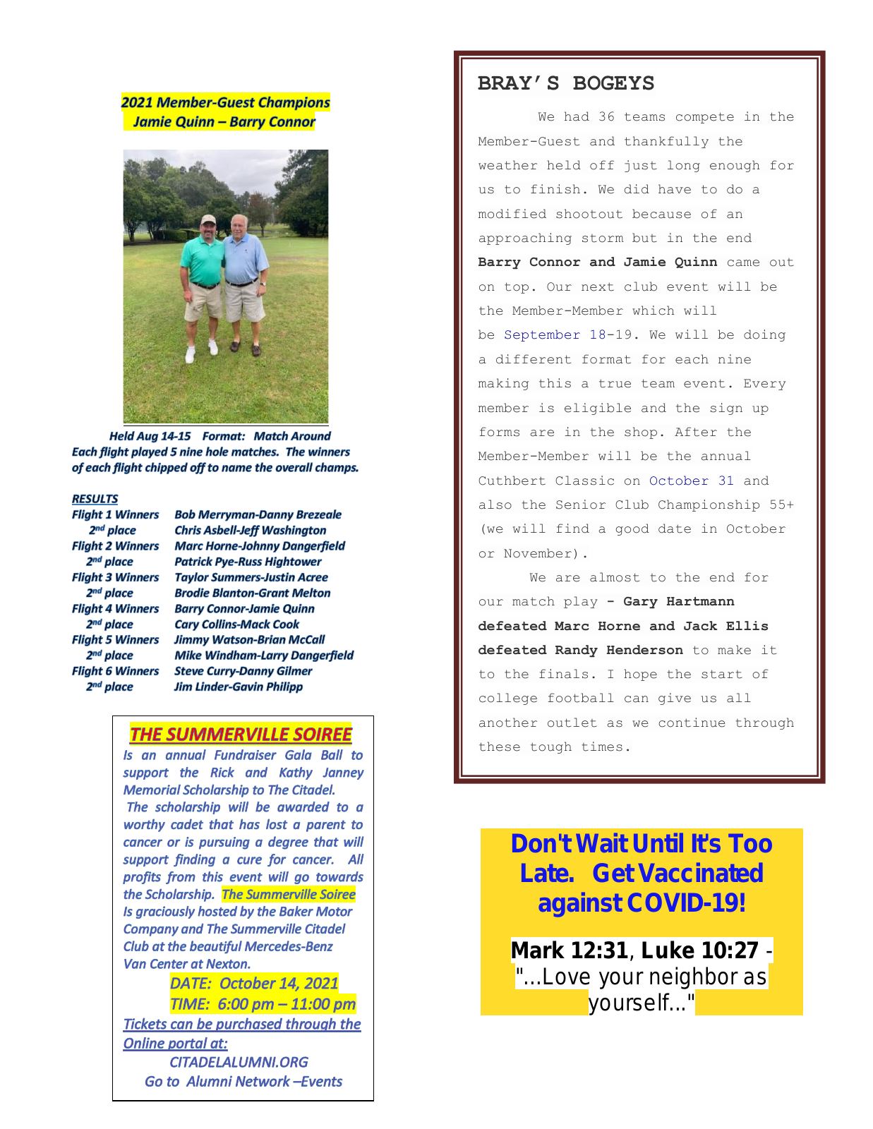 September 2021 newsletter, page 2 of 2