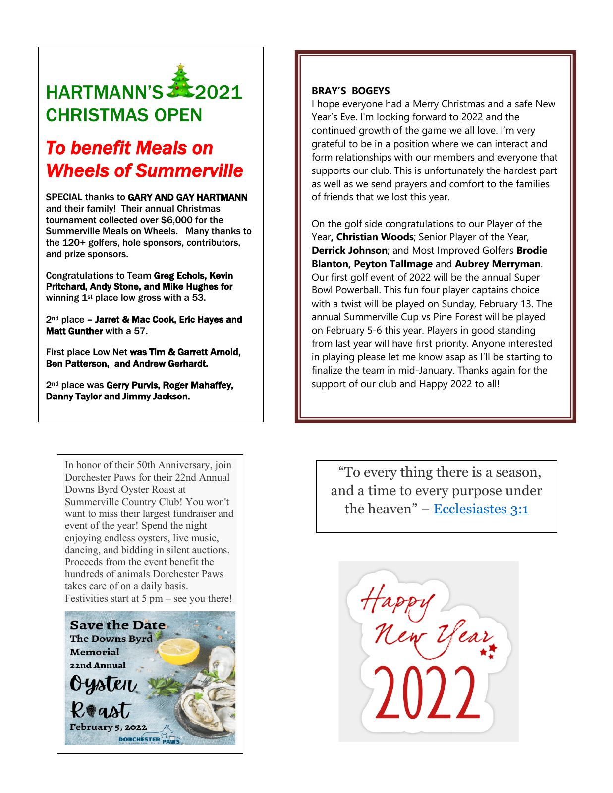 January 2022 newsletter, page 2 of 2