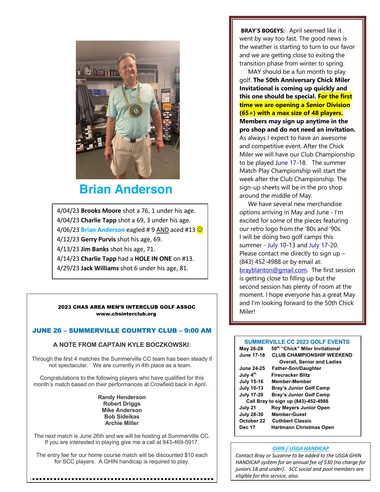 May 2023 newsletter, page 2 of 2