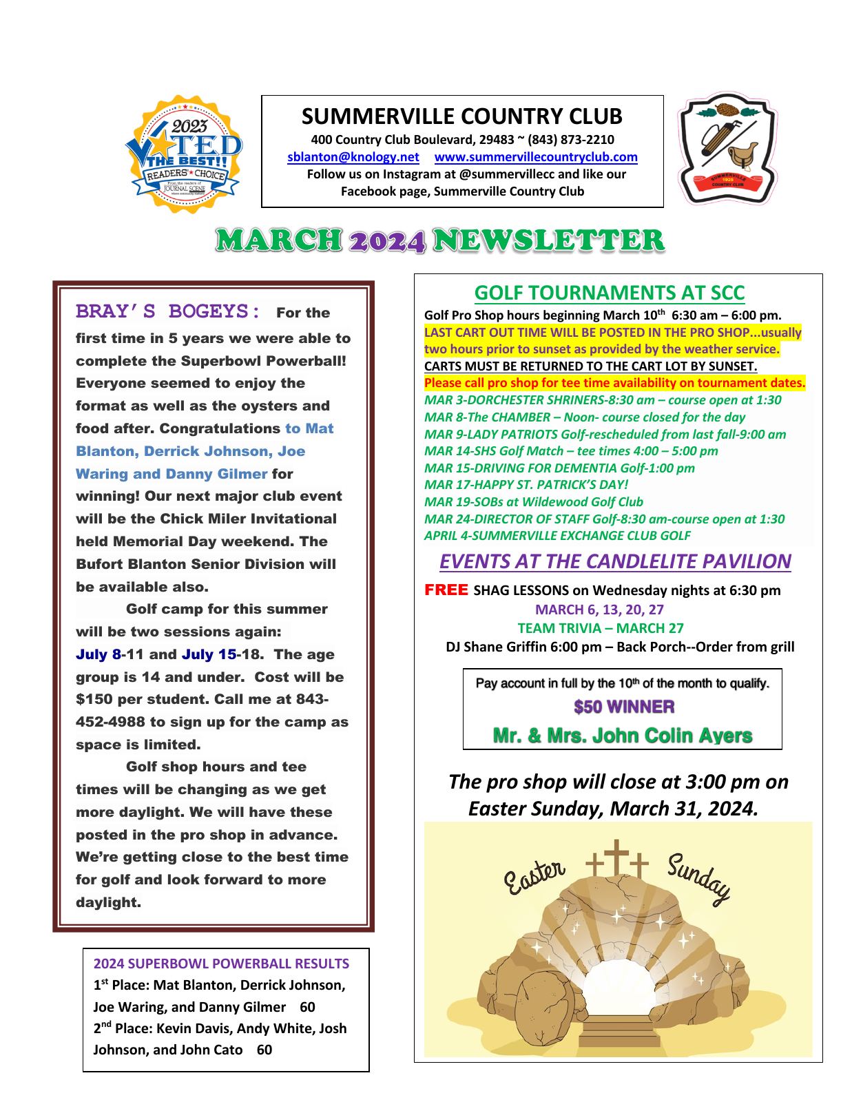 March 2024 newsletter, page 1 of 2