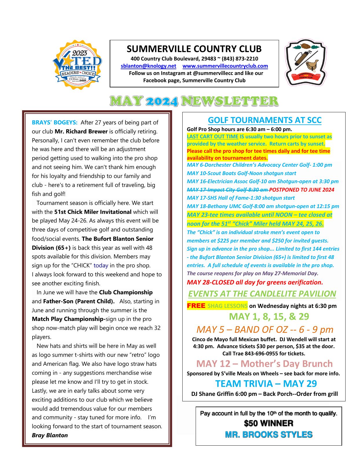 May 2024 newsletter, page 1 of 2