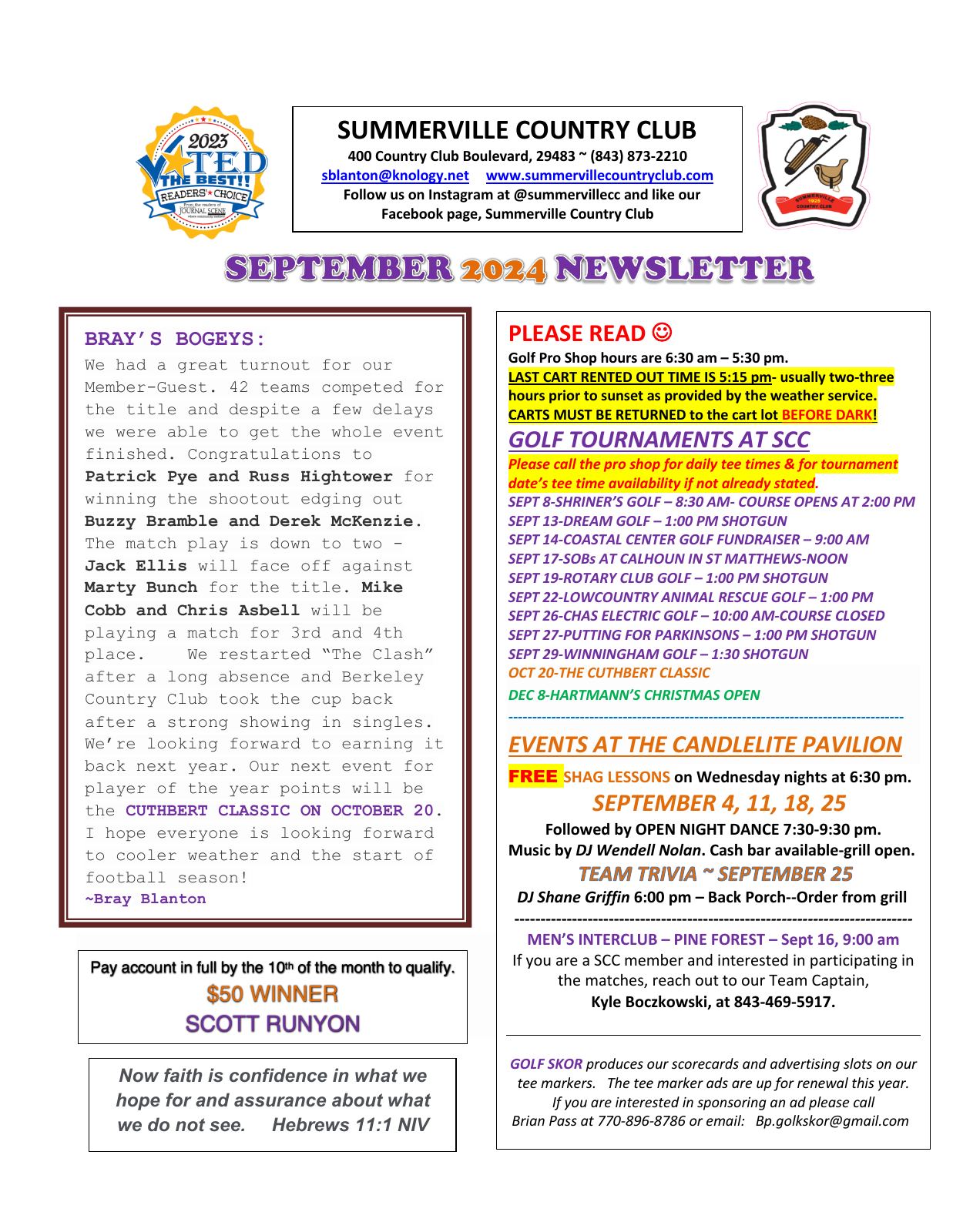 September 2024 newsletter, page 1 of 2