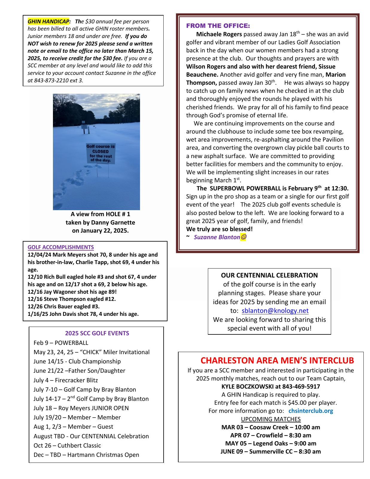 February 2025 newsletter, page 2 of 2