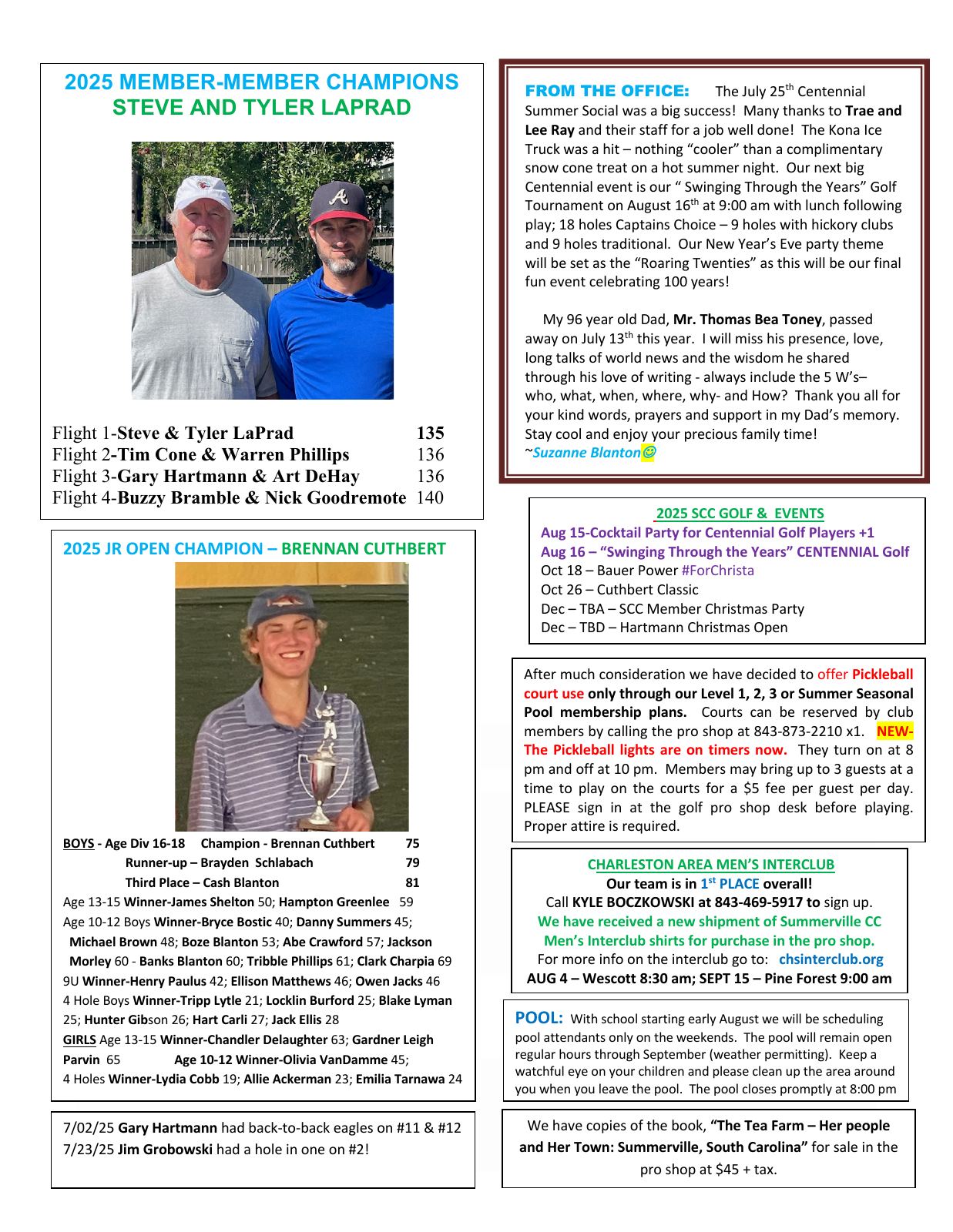 August 2025 newsletter, page 2 of 2
