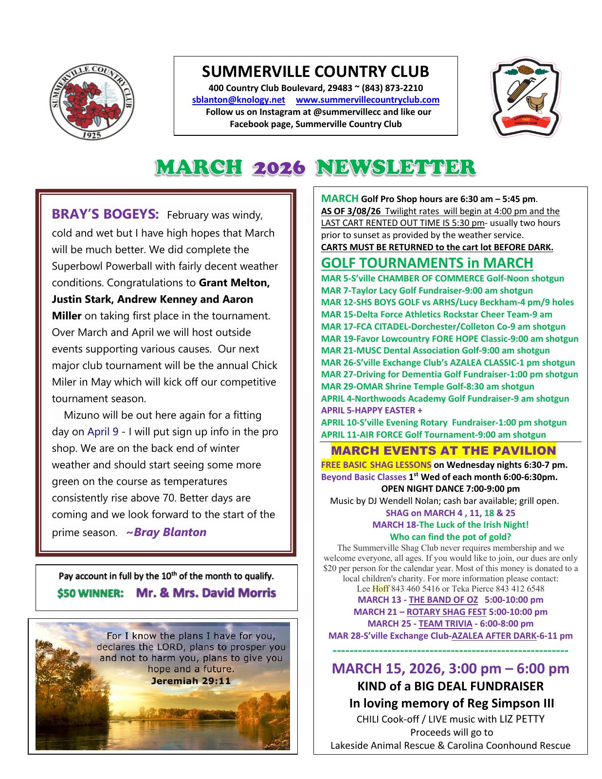 March 2026 newsletter, page 1 of 2