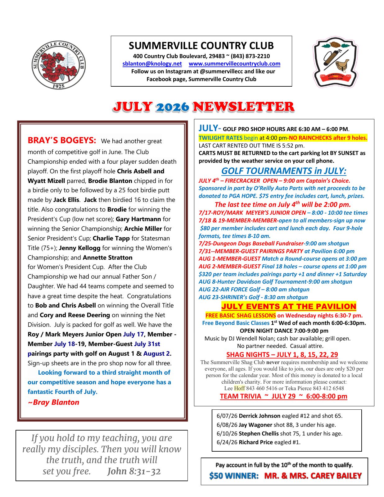 July 2026 newsletter, page 1 of 2