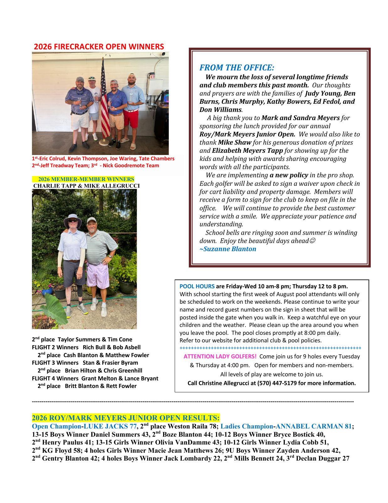 August 2026 newsletter, page 2 of 2