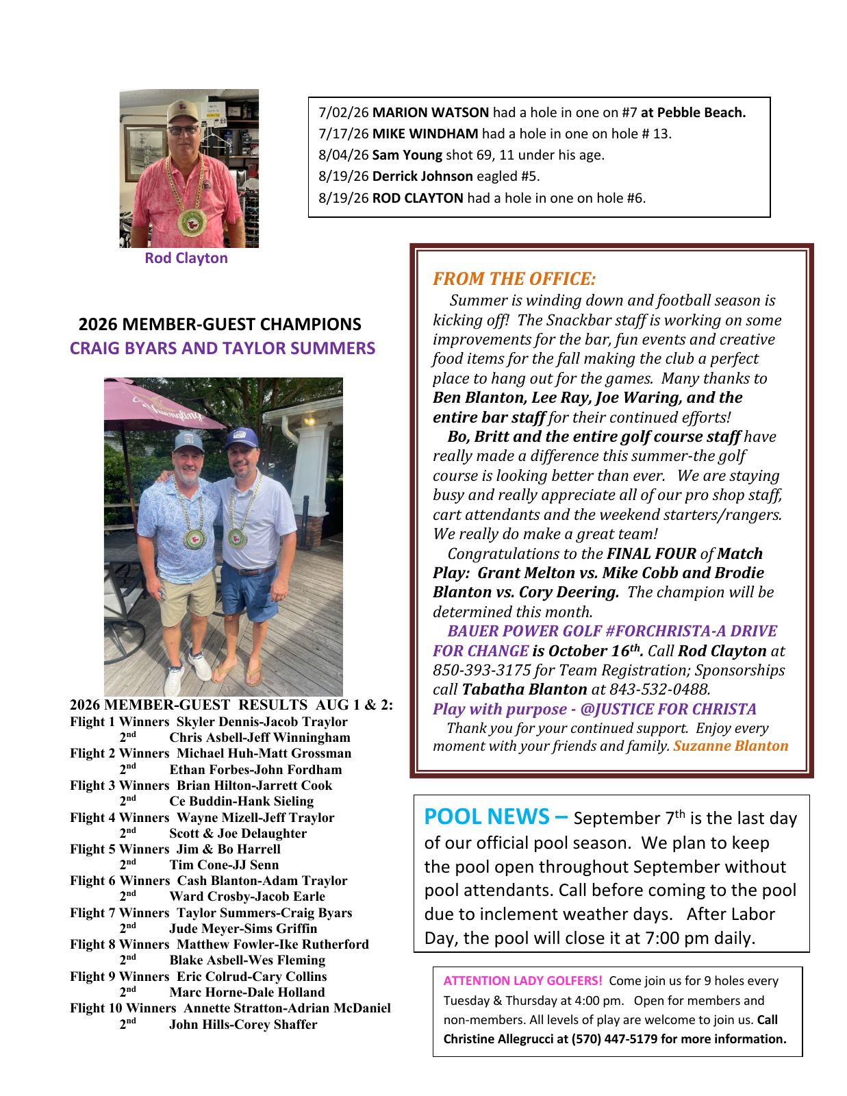 September 2026 newsletter, page 2 of 2